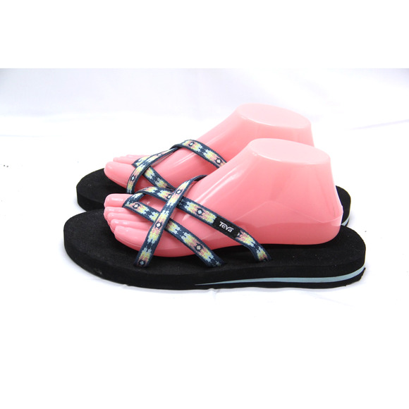 Teva Olowahu Sandals Womens 10 Blue Flip Flop Thong Southwestern Geometric 6840B - Picture 3 of 7